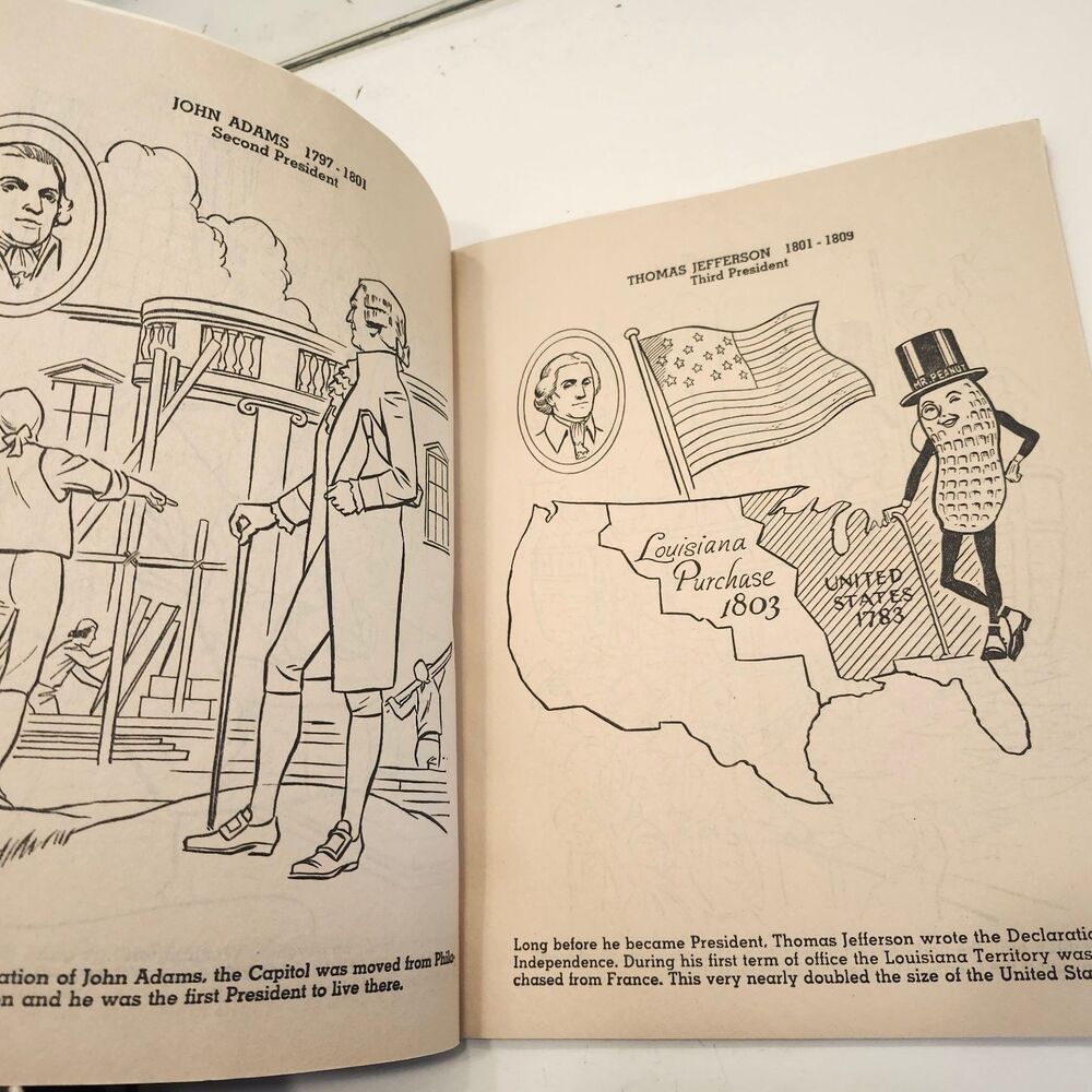 Presidents of the United States to Color Book 1969 Saalfield Mr. Peanut History - Picture 4 of 8